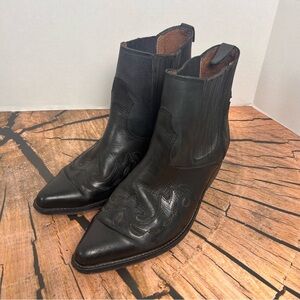 Sugar  Black Leather Western Booties Size 42 or Women's 11